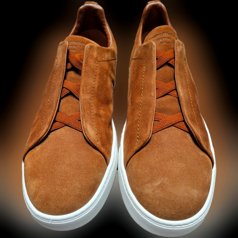 Ermenegildo Zegna Brown Suede Triple Stitch Sneakers MEN sz13